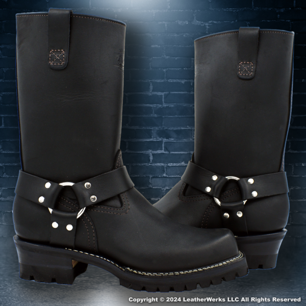 thumbnail image 2 of Wesco Harness Boot 11 Inch – Black, Handmade USA, Round Toe, Pull On, Men’s Motorcycle Boot BK7700H100 2 of 5